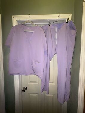 Figs Lavender Scrub Set Top & Pants